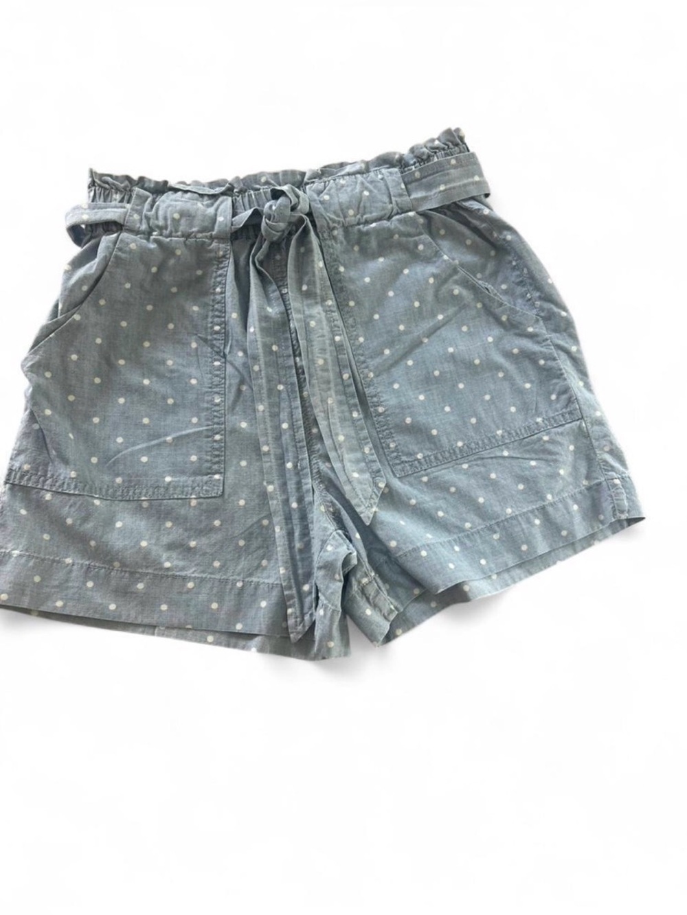 VERO MODA Pocket Shorts Blue White Polka Dot M Bow